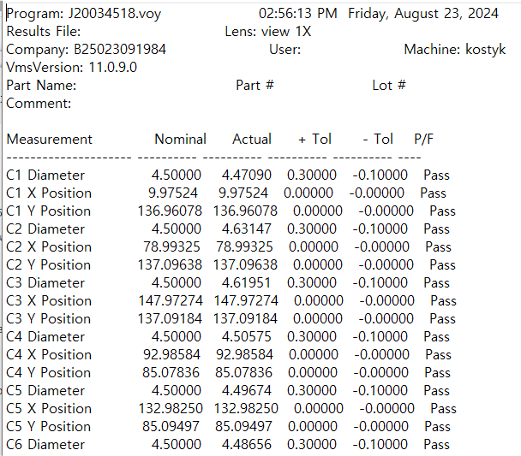 측정 데이터 보고서 출력